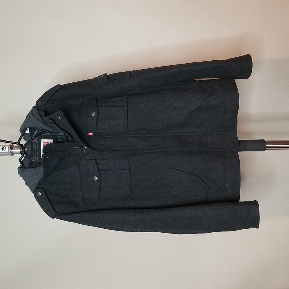 Levi's Mens peacoat, sz M with hood, nice